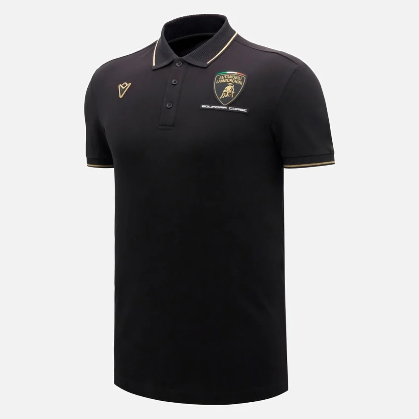 Camisas negras para hombre de Automobili Lamborghini Squadra Corse Camisas negras para hombre de Automobili Lamborghini Squadra Corse