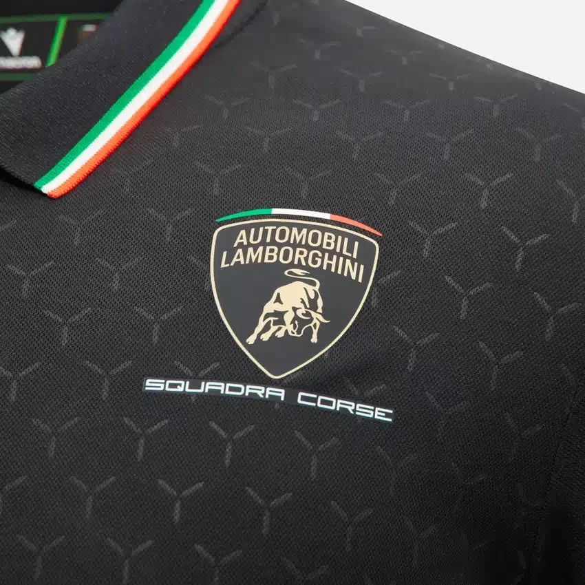 Camisas negras para hombre de Automobili Lamborghini Squadra Corse Camisas negras para hombre de Automobili Lamborghini Squadra Corse