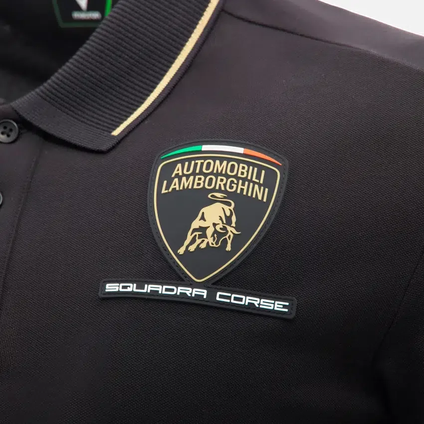 Camisas negras para hombre de Automobili Lamborghini Squadra Corse Camisas negras para hombre de Automobili Lamborghini Squadra Corse