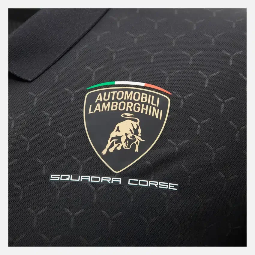 Camisas negras para hombre de Automobili Lamborghini Squadra Corse Camisas negras para hombre de Automobili Lamborghini Squadra Corse