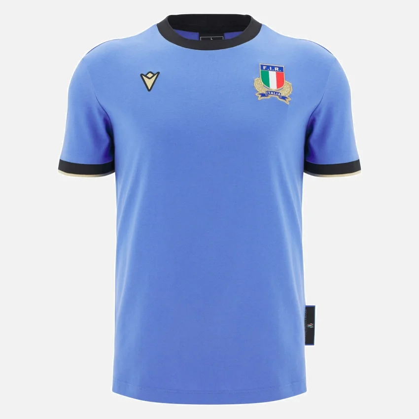 Camiseta de algodón acanalado Italia Rugby 2025/26 Línea para aficionados Camiseta de algodón acanalado Italia Rugby 2025/26 Línea para aficionados