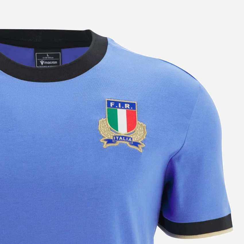 Camiseta de algodón acanalado Italia Rugby 2025/26 Línea para aficionados Camiseta de algodón acanalado Italia Rugby 2025/26 Línea para aficionados