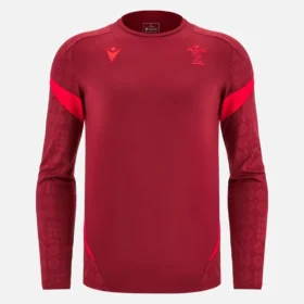 Camiseta de entrenamiento de manguitos Welsh Rugby 2025/26 en rojo intenso