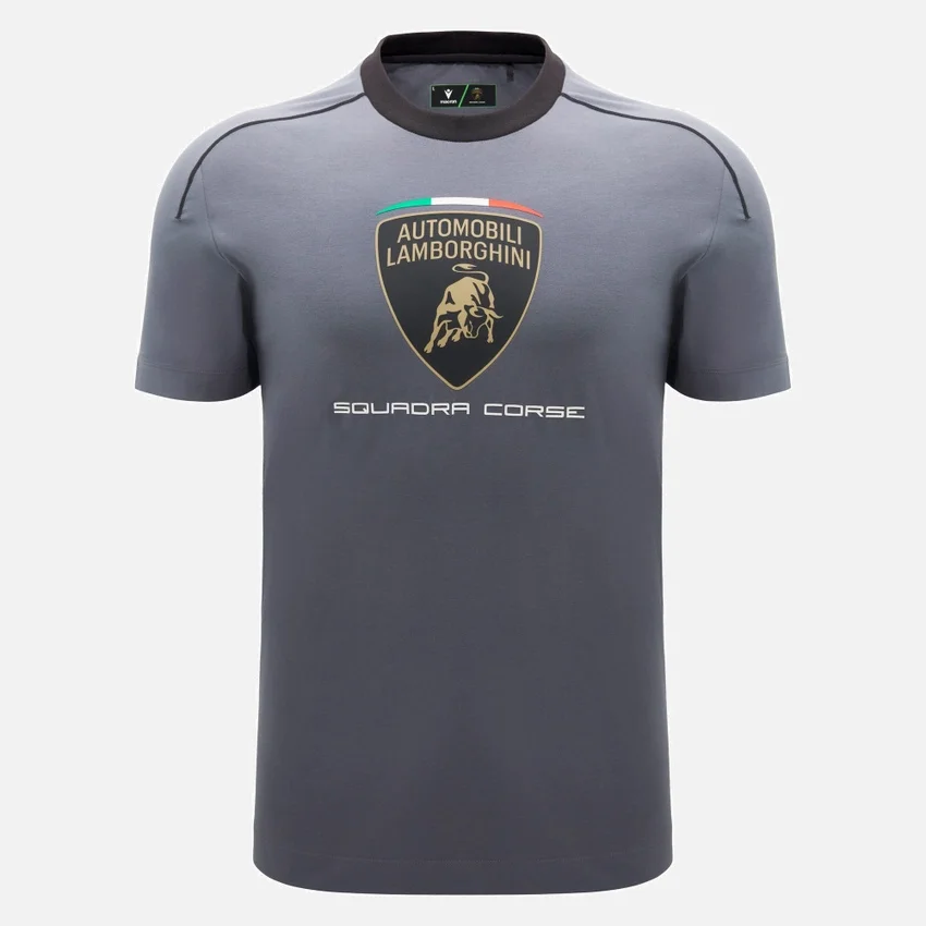 Camiseta deportiva gris para hombre de Automobili Lamborghini Squadra Corse Camiseta deportiva gris para hombre de Automobili Lamborghini Squadra Corse