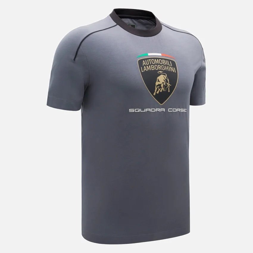 Camiseta deportiva gris para hombre de Automobili Lamborghini Squadra Corse Camiseta deportiva gris para hombre de Automobili Lamborghini Squadra Corse
