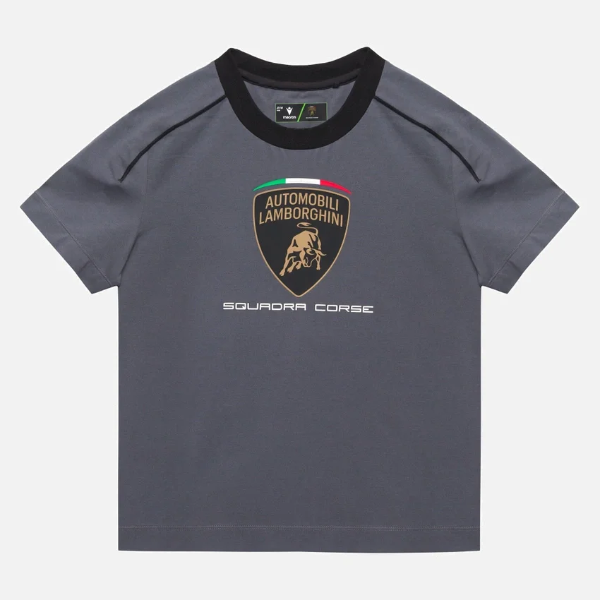Camiseta deportiva gris para niños de Automobili Lamborghini Squadra Corse Camiseta deportiva gris para niños de Automobili Lamborghini Squadra Corse