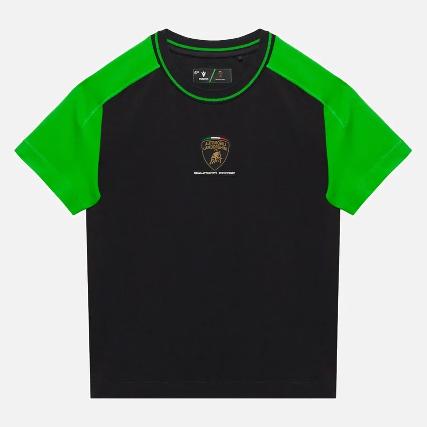 Camiseta deportiva infantil negra de Automobili Lamborghini Squadra Corse Camiseta deportiva infantil negra de Automobili Lamborghini Squadra Corse
