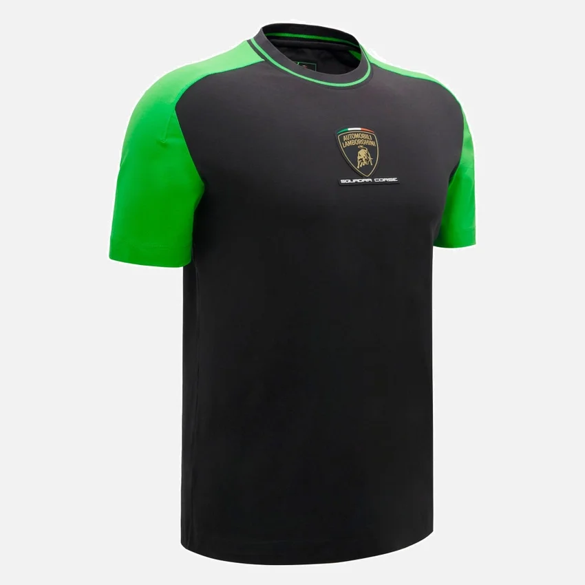 Camiseta deportiva negra para hombre de Automobili Lamborghini Squadra Corse Camiseta deportiva negra para hombre de Automobili Lamborghini Squadra Corse