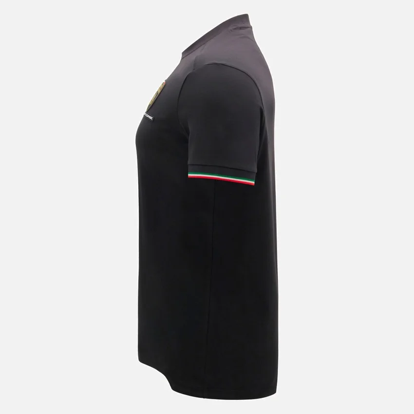 Camiseta deportiva tricolor negra para hombre de Automobili Lamborghini Squadra Corse Camiseta deportiva tricolor negra para hombre de Automobili Lamborghini Squadra Corse