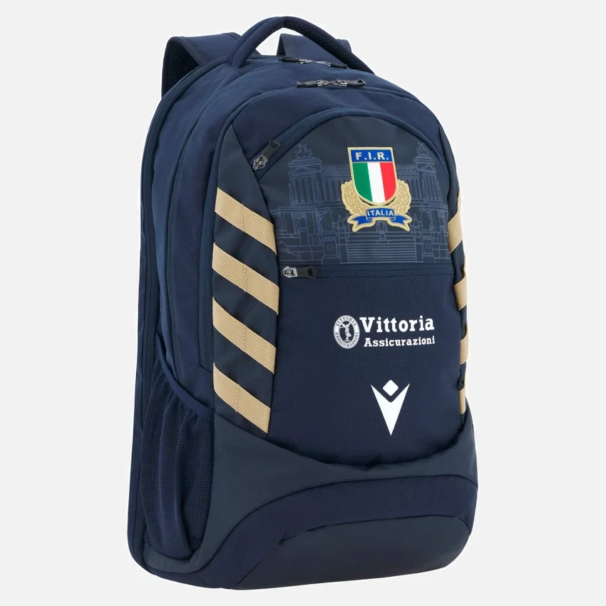 Mochila Italia Rugby 2025/26 azul marino y dorada Mochila Italia Rugby 2025/26 azul marino y dorada