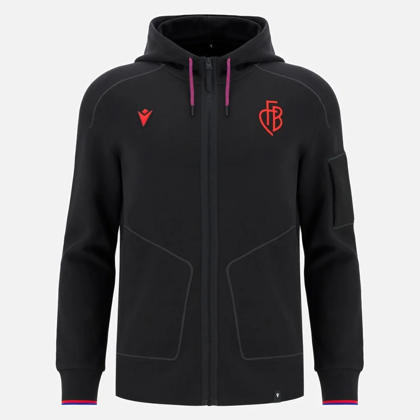 Sudadera con capucha de algodón y cremallera completa para adultos FC Basel 2025/26 Athleisure Sudadera con capucha de algodón y cremallera completa para adultos FC Basel 2025/26 Athleisure