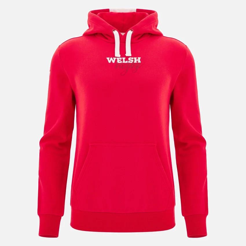 Sudadera con capucha roja para aficionados del Welsh Rugby 2025/26 Sudadera con capucha roja para aficionados del Welsh Rugby 2025/26