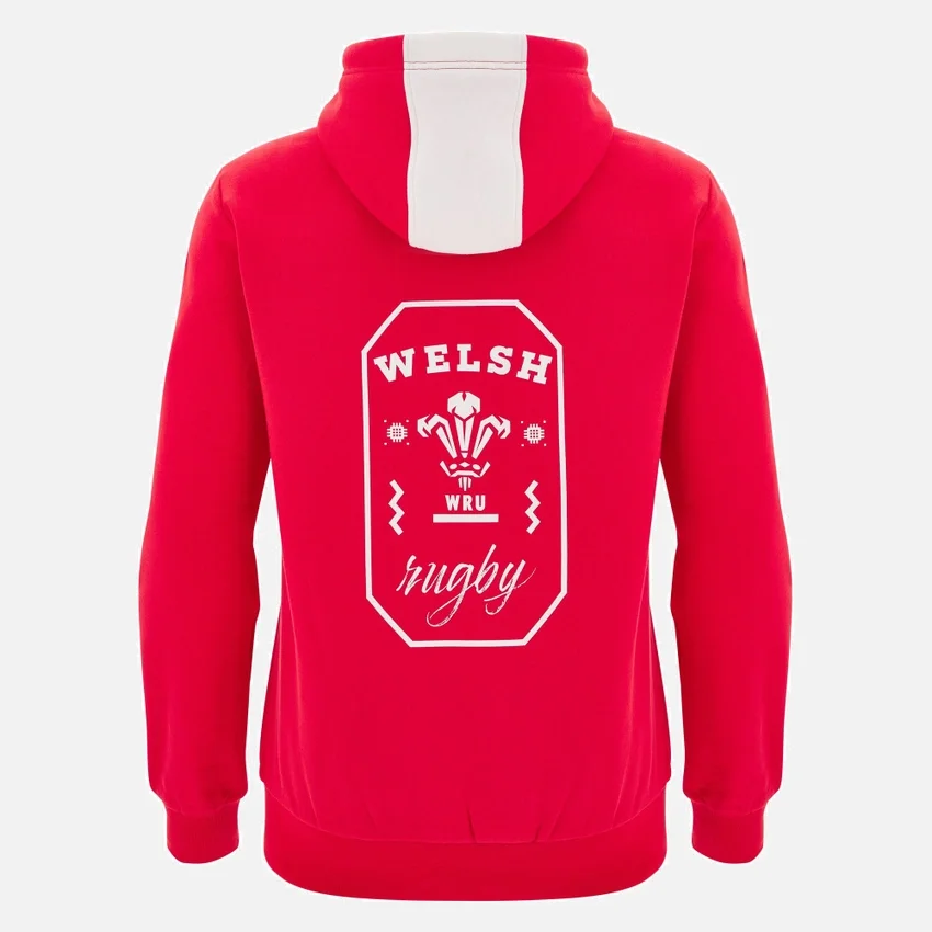 Sudadera con capucha roja para aficionados del Welsh Rugby 2025/26 Sudadera con capucha roja para aficionados del Welsh Rugby 2025/26