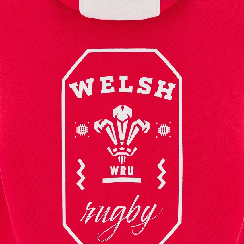 Sudadera con capucha roja para aficionados del Welsh Rugby 2025/26 Sudadera con capucha roja para aficionados del Welsh Rugby 2025/26