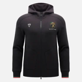 Sudadera con cremallera completa tricolor negra para hombre de Automobili Lamborghini Squadra Corse