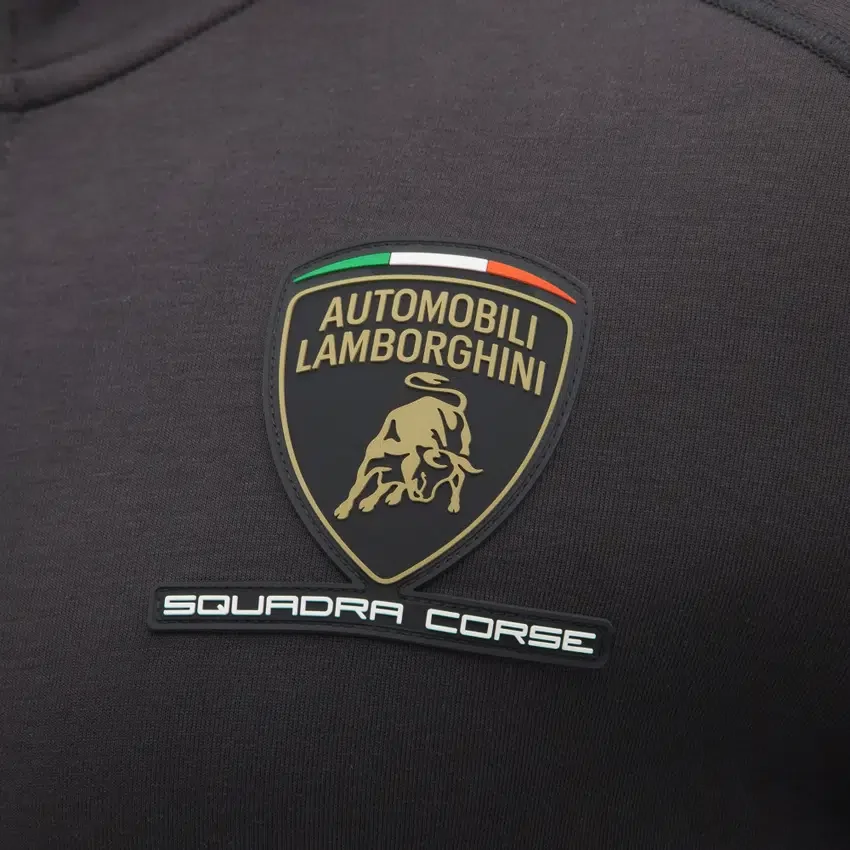 Sudadera con cremallera completa tricolor negra para hombre de Automobili Lamborghini Squadra Corse Sudadera con cremallera completa tricolor negra para hombre de Automobili Lamborghini Squadra Corse