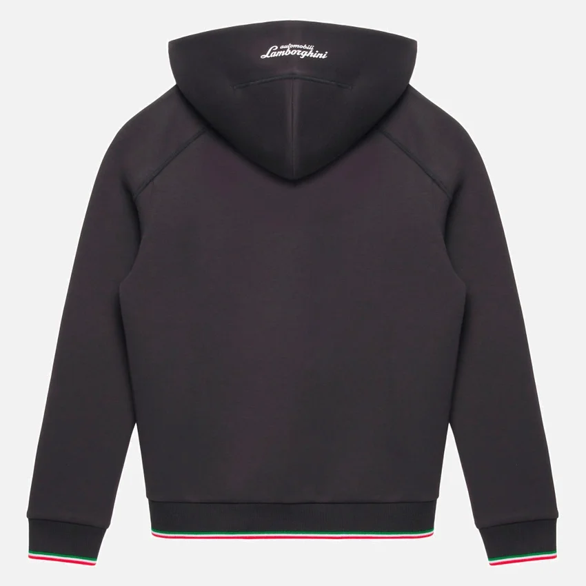 Sudadera con cremallera completa tricolor negra para niños de Automobili Lamborghini Squadra Corse Sudadera con cremallera completa tricolor negra para niños de Automobili Lamborghini Squadra Corse